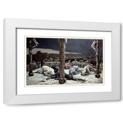 Earthquake White Modern Wood Framed Art Print with Double Matting by Tissot, James