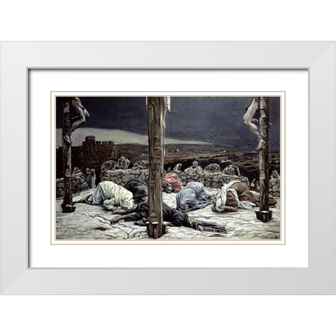 Earthquake White Modern Wood Framed Art Print with Double Matting by Tissot, James