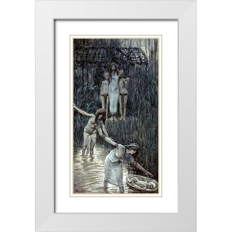 Pharaohs Daughter Has Moses Brought To Her White Modern Wood Framed Art Print with Double Matting by Tissot, James