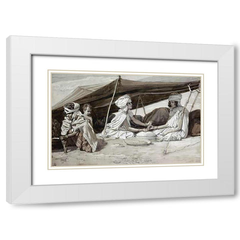 Rachel and Leah White Modern Wood Framed Art Print with Double Matting by Tissot, James