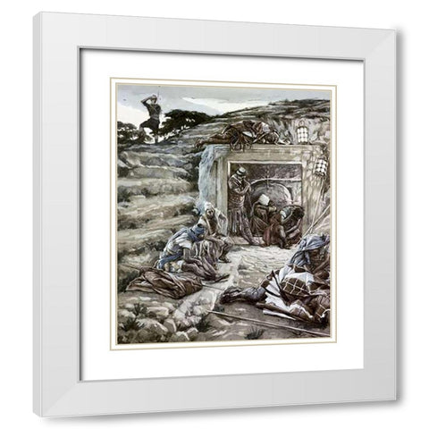 Roman Guards at The Tomb White Modern Wood Framed Art Print with Double Matting by Tissot, James