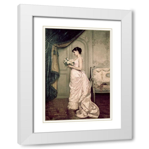 You Are My Valentine, Love Letter With Roses White Modern Wood Framed Art Print with Double Matting by Toulmouche, Auguste