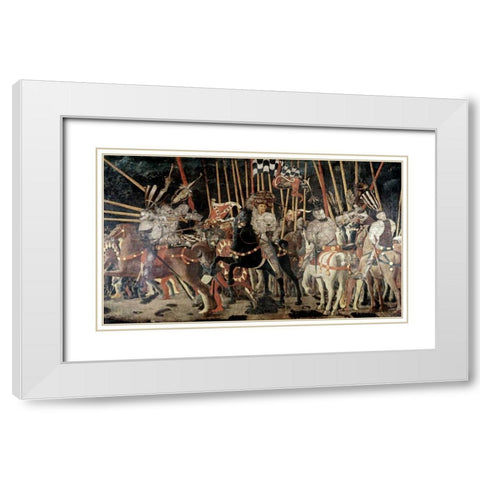 Battle of San Romano: The Counter Attack of Michelotto Da Contignola White Modern Wood Framed Art Print with Double Matting by Uccello, Paolo