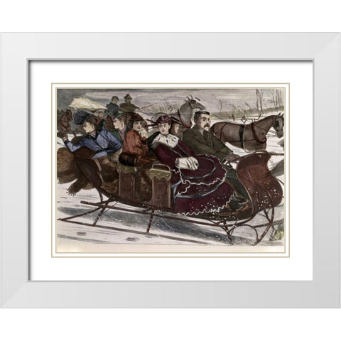 Christmas Belles White Modern Wood Framed Art Print with Double Matting by Unknown