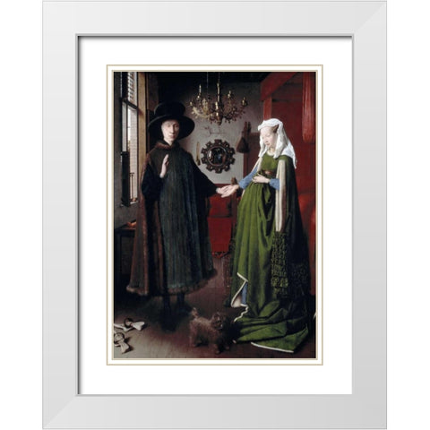 Arnolfini Portrait White Modern Wood Framed Art Print with Double Matting by Van Eyck, Jan