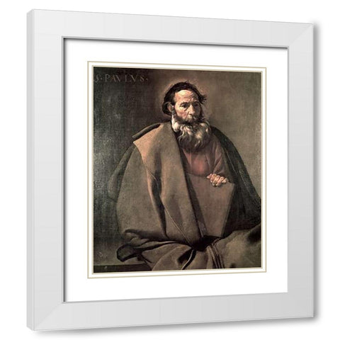Saint Paul White Modern Wood Framed Art Print with Double Matting by Velazquez, Diego