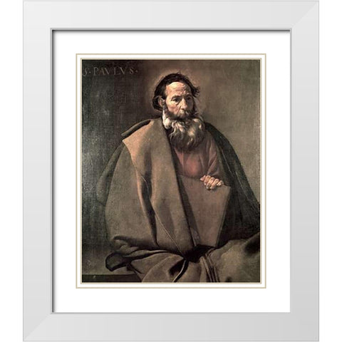 Saint Paul White Modern Wood Framed Art Print with Double Matting by Velazquez, Diego