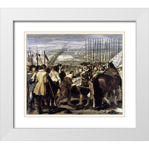 Surrender of Breda - The Spears White Modern Wood Framed Art Print with Double Matting by Velazquez, Diego