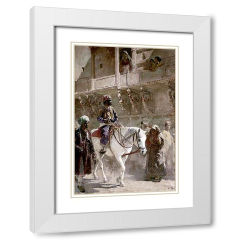 Triumphal Procession White Modern Wood Framed Art Print with Double Matting by Weeks, Edwin Lord