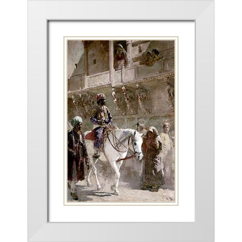 Triumphal Procession White Modern Wood Framed Art Print with Double Matting by Weeks, Edwin Lord