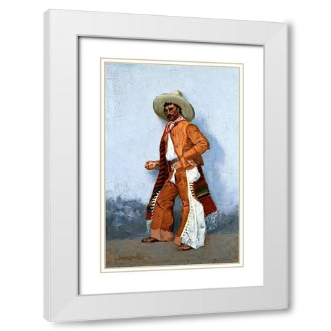 A Vaquero White Modern Wood Framed Art Print with Double Matting by Remington, Frederic