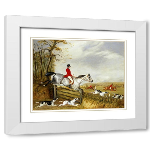 The Belvoir Hunt White Modern Wood Framed Art Print with Double Matting by Alken, Henry Thomas
