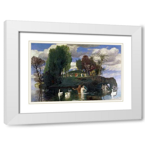 The Island of Life White Modern Wood Framed Art Print with Double Matting by Bocklin, Arnold