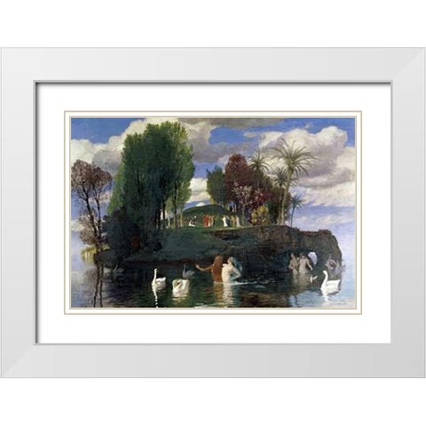 The Island of Life White Modern Wood Framed Art Print with Double Matting by Bocklin, Arnold