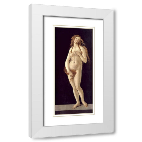Venus Pudica White Modern Wood Framed Art Print with Double Matting by Botticelli, Sandro