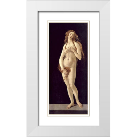 Venus Pudica White Modern Wood Framed Art Print with Double Matting by Botticelli, Sandro