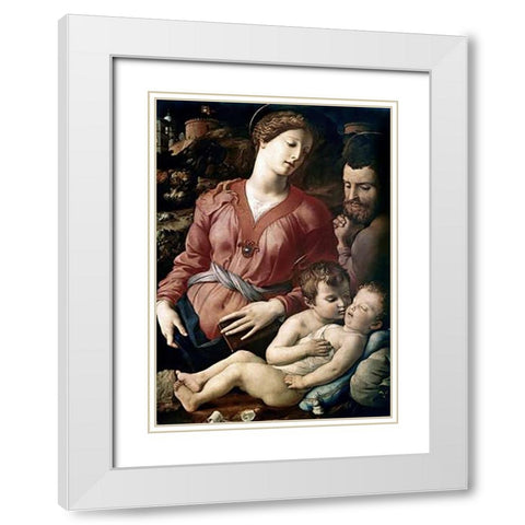 The Family White Modern Wood Framed Art Print with Double Matting by Bronzino, Agnolo