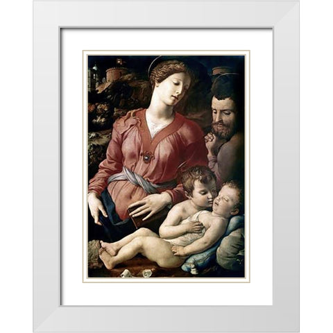 The Family White Modern Wood Framed Art Print with Double Matting by Bronzino, Agnolo