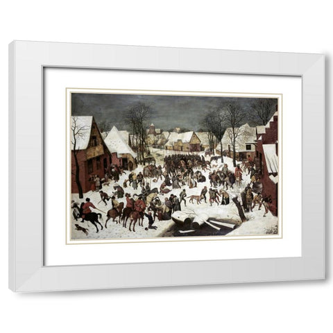 The Massacre of the Innocents White Modern Wood Framed Art Print with Double Matting by Bruegel, Pieter the Elder