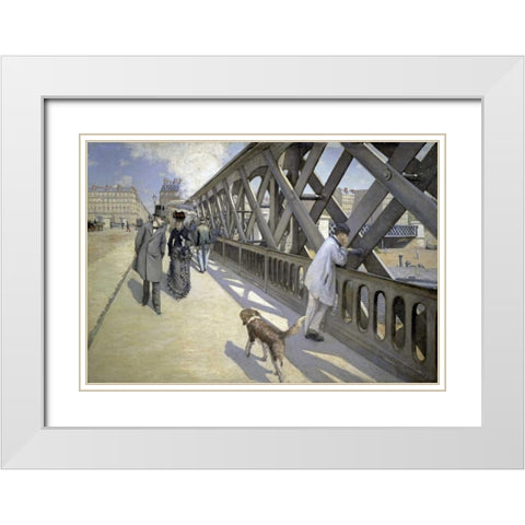 The Bridge of Europe White Modern Wood Framed Art Print with Double Matting by Caillebotte, Gustave