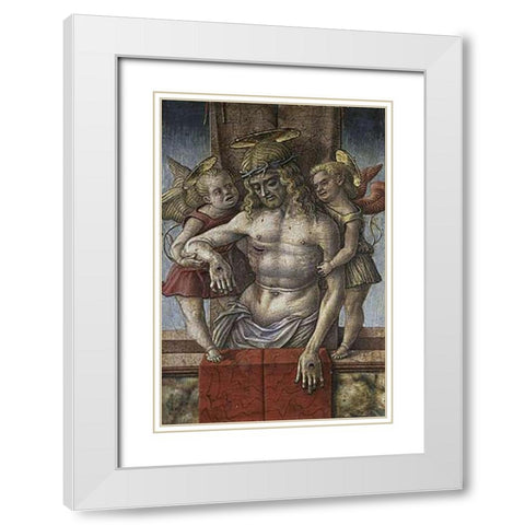 Lamentation Over The Dead Museumist with Two Angles White Modern Wood Framed Art Print with Double Matting by Crivelli, Carlo