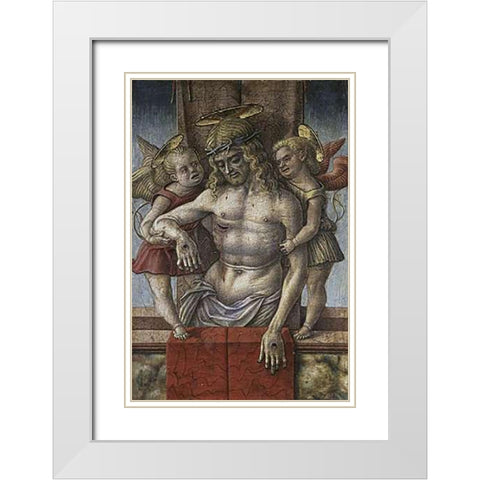 Lamentation Over The Dead Museumist with Two Angles White Modern Wood Framed Art Print with Double Matting by Crivelli, Carlo