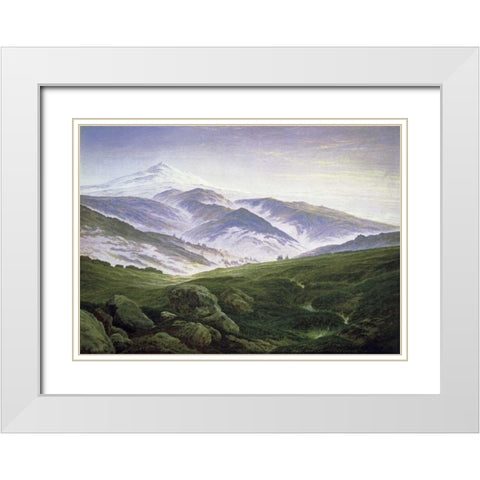 Riesengebirge White Modern Wood Framed Art Print with Double Matting by Friedrich, Caspar David