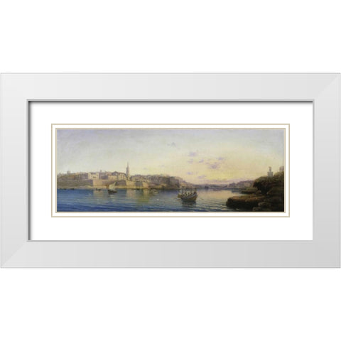 Valetta Harbour, Malta; and Medina, Malta White Modern Wood Framed Art Print with Double Matting by Galea, Luigi