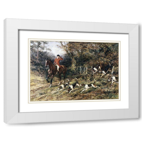 Calling Hounds Out of Cover White Modern Wood Framed Art Print with Double Matting by Hardy, Heywood