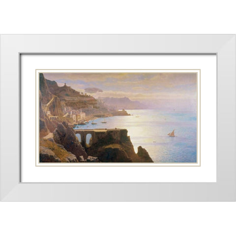 Amalfi Coast S.L.L. White Modern Wood Framed Art Print with Double Matting by Haseltine, William Stanley