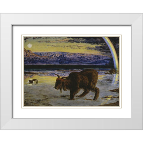The Scapegoat White Modern Wood Framed Art Print with Double Matting by Hunt, William Holman