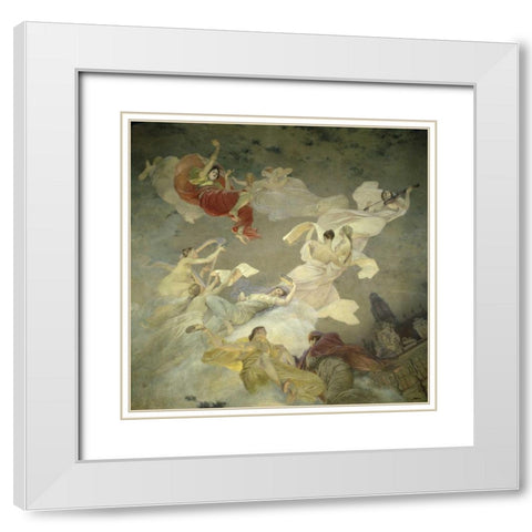 Muses of Paris White Modern Wood Framed Art Print with Double Matting by Lefebvre, Jules Joseph
