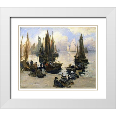 Port Breton White Modern Wood Framed Art Print with Double Matting by Legout-Gerard, Fernand