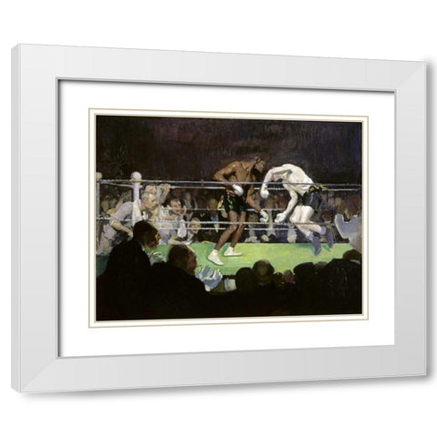 The Boxing Match White Modern Wood Framed Art Print with Double Matting by Luks, George Benjamin