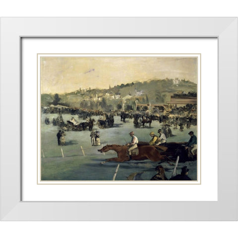 Horse Track White Modern Wood Framed Art Print with Double Matting by Manet, Edouard