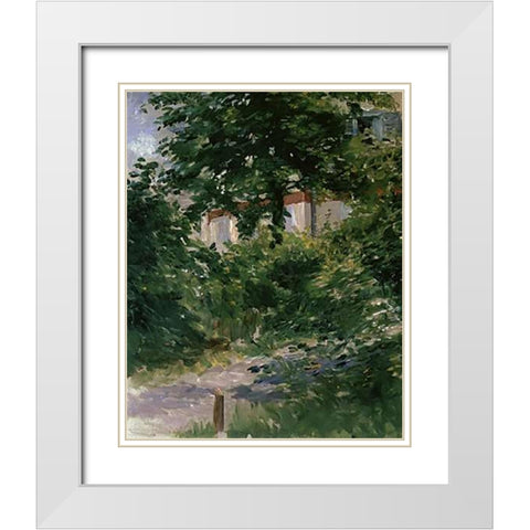 Path in the Rueil Garden White Modern Wood Framed Art Print with Double Matting by Manet, Edouard