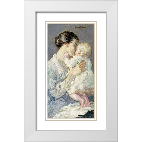 Julia Payne and Her Son Ivan White Modern Wood Framed Art Print with Double Matting by Melchers, Gari