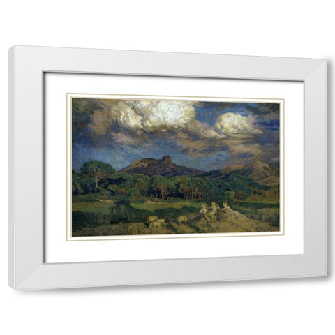 The Driads White Modern Wood Framed Art Print with Double Matting by Menard, Rene