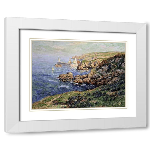 Port Judy, Ile de Graix, Morbihan White Modern Wood Framed Art Print with Double Matting by Moret, Henry