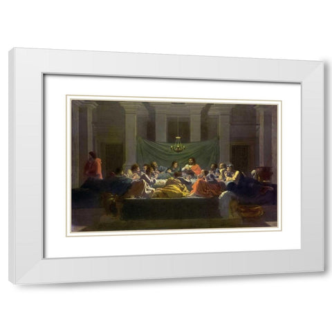 The Last Supper White Modern Wood Framed Art Print with Double Matting by Poussin, Nicolas