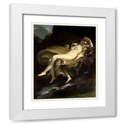 The Carrying Away of Psyche White Modern Wood Framed Art Print with Double Matting by Prudhon, Pierre-Paul