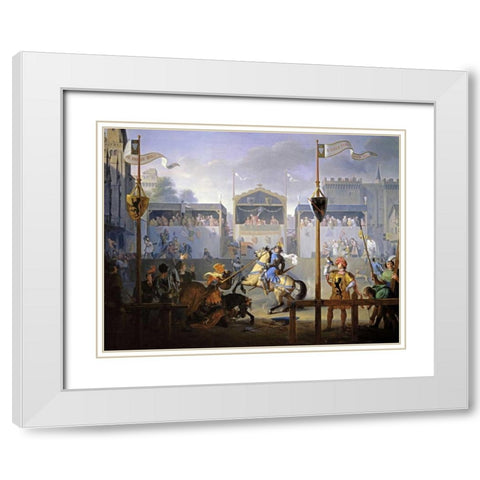 A Fourteenth Century Tournament White Modern Wood Framed Art Print with Double Matting by Revoil, Pierre Henri