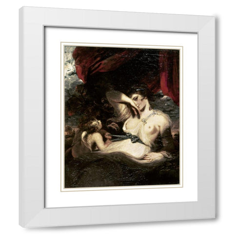 Venus and Amor White Modern Wood Framed Art Print with Double Matting by Reynolds, Joshua