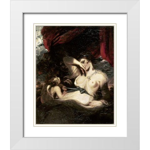 Venus and Amor White Modern Wood Framed Art Print with Double Matting by Reynolds, Joshua