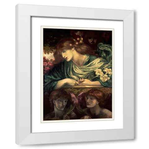 Beatrice White Modern Wood Framed Art Print with Double Matting by Rossetti, Dante Gabriel