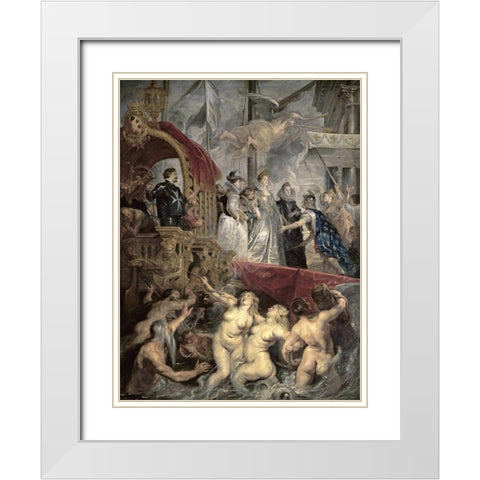 Landing at Marseilles (Life of Marie de Medici, Queen of France) White Modern Wood Framed Art Print with Double Matting by Rubens, Peter Paul