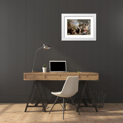 Slaughter of the Innocents White Modern Wood Framed Art Print with Double Matting by Rubens, Peter Paul