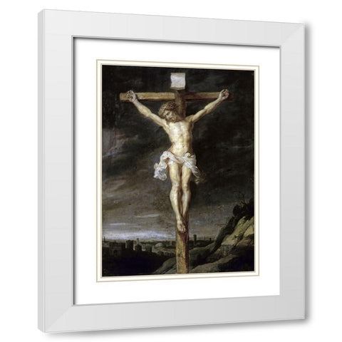 The Crucified White Modern Wood Framed Art Print with Double Matting by Rubens, Peter Paul