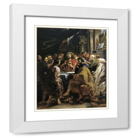 The Last Supper White Modern Wood Framed Art Print with Double Matting by Rubens, Peter Paul