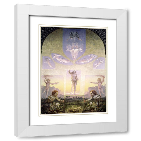 Morning White Modern Wood Framed Art Print with Double Matting by Runge, Philipp Otto